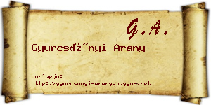 Gyurcsányi Arany névjegykártya